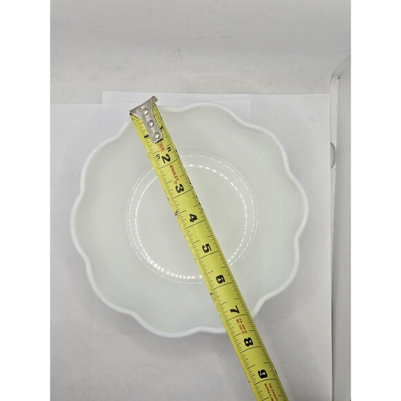 Milk Glass Large Scalloped Bowl 7.25" Pebbled Texture - Picture 9 of 9